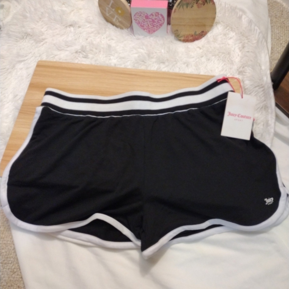 Juicy Couture Sport Black/White Shorts Women's Size Large 🆕